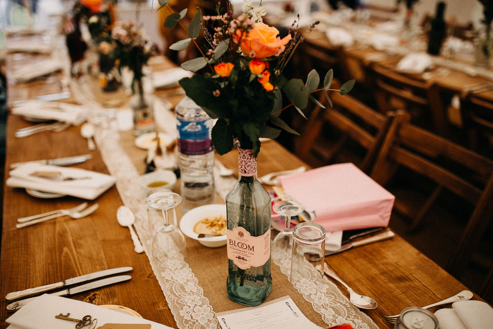 Long Wooden Trestle Tables Rustic Flowers Tree Cathedral Wedding Milton Keynes Miracle Moments
