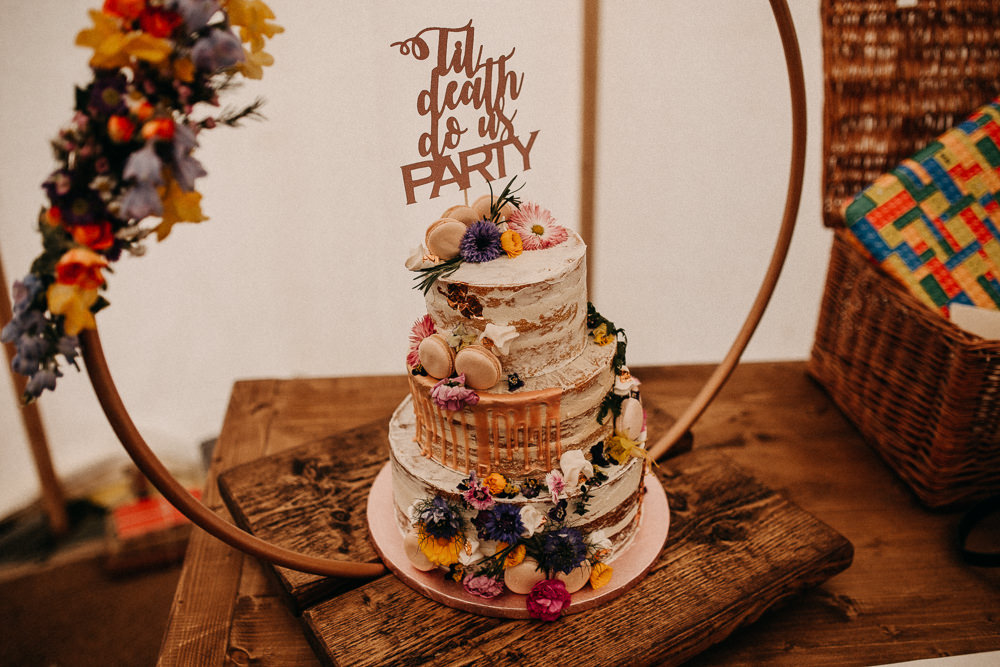 Semi Named Cake Drip Flowers Macaron Topper Hoop Ring Circle Flowers Tree Cathedral Wedding Milton Keynes Miracle Moments