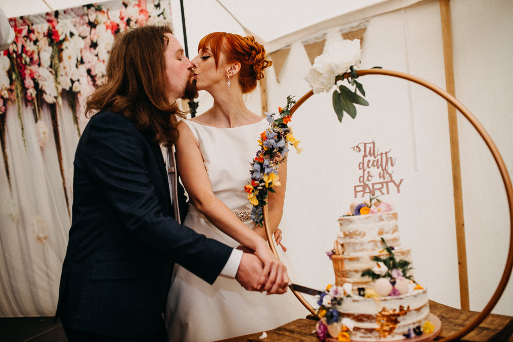 Semi Named Cake Drip Flowers Macaron Topper Hoop Ring Circle Flowers Tree Cathedral Wedding Milton Keynes Miracle Moments