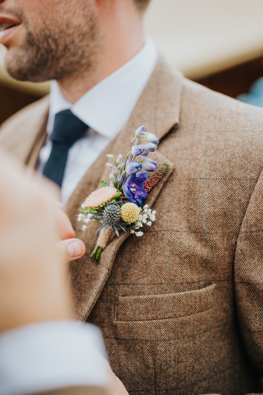 Groom Suit Brown Tweed Buttonhole Animal Lovers Wedding Bloom Weddings