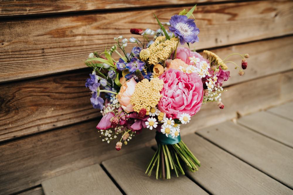 Bouquet Flowers Bride Bridal Colourful Peony Daisy Animal Lovers Wedding Bloom Weddings