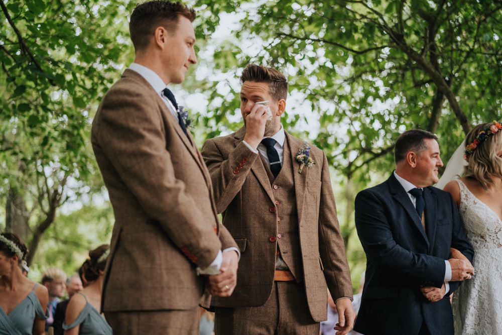 Groom Suit Brown Tweed Buttonhole Animal Lovers Wedding Bloom Weddings