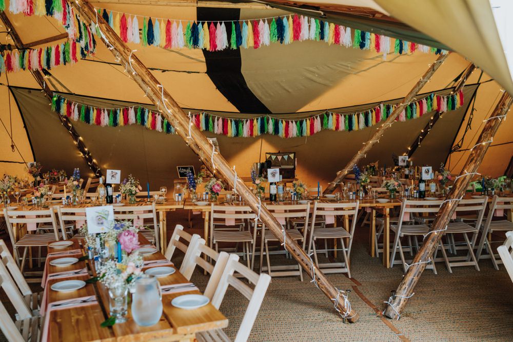Tipi Colourful Decor Tassel Garland Animal Lovers Wedding Bloom Weddings