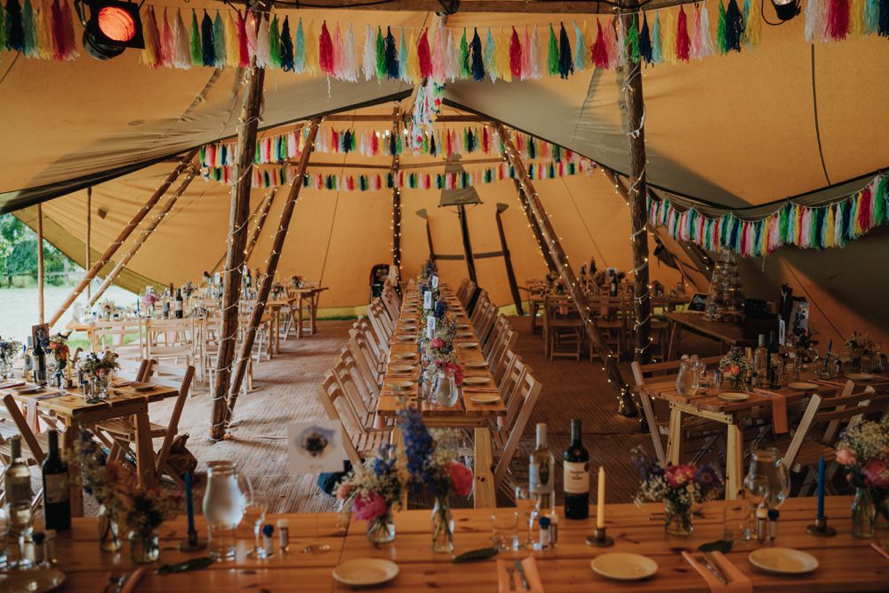 Tipi Colourful Decor Tassel Garland Animal Lovers Wedding Bloom Weddings