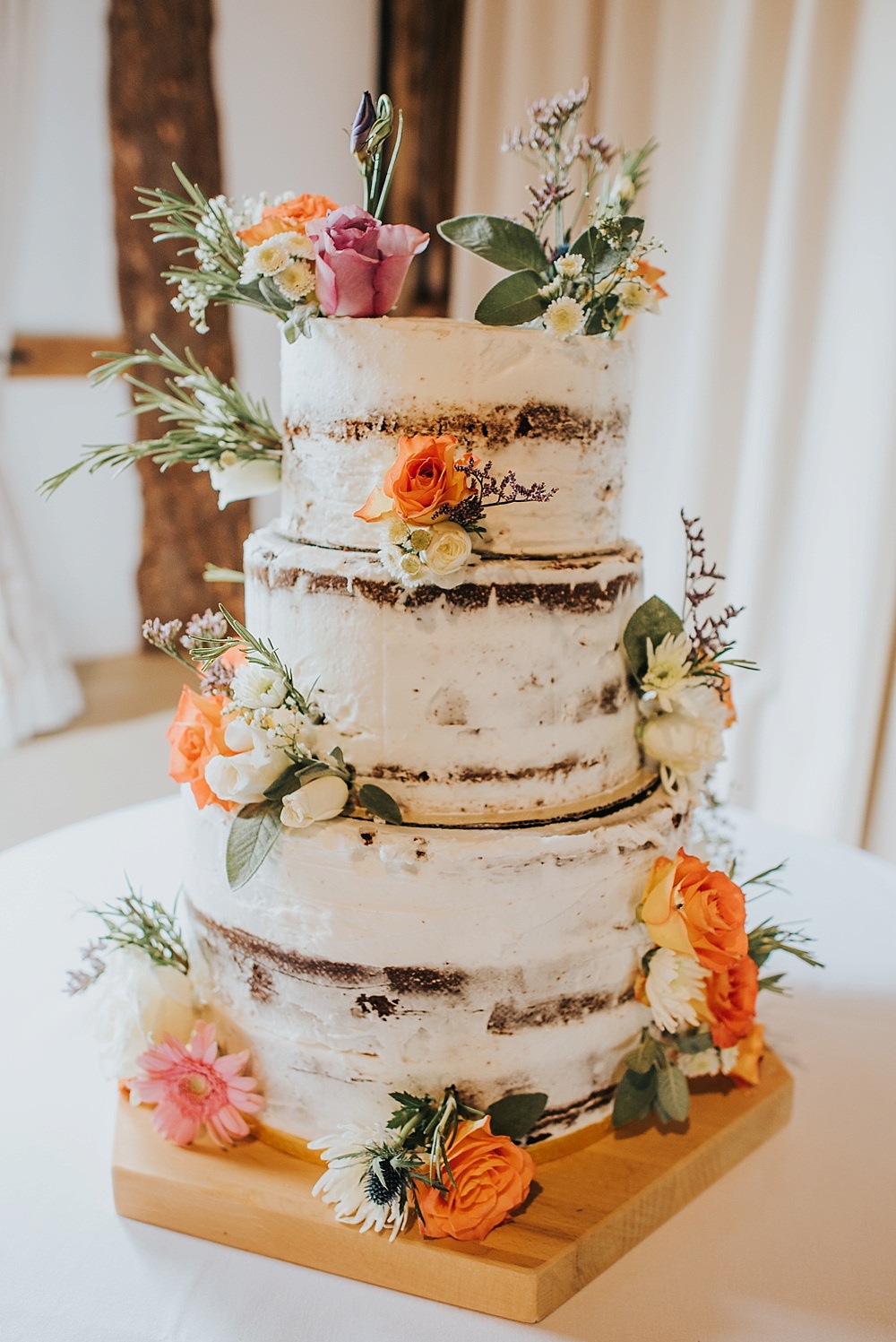 Semi Naked Cake Flowers Tall Boho Rustic Wedding This and That Photography