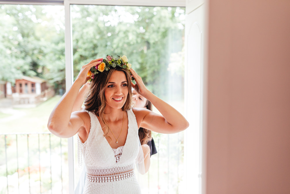 Bride Bridal Flower Crown Brook Farm Wedding Kirsty Mackenzie Photography