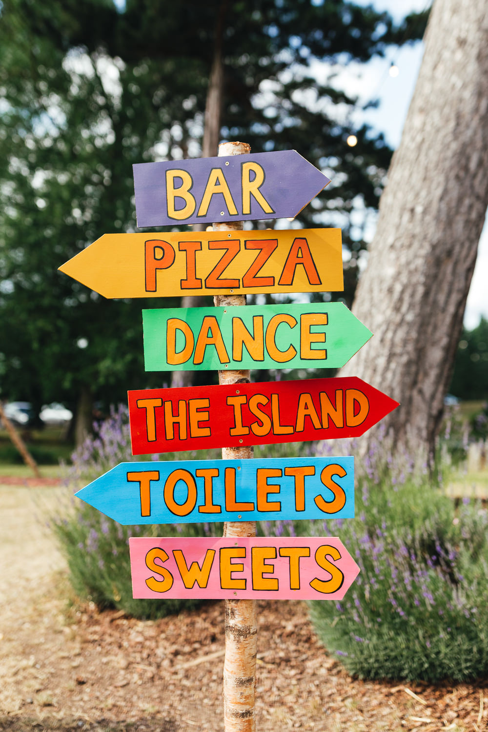 Sign Post Colourful Painted Signs Brook Farm Wedding Kirsty Mackenzie Photography