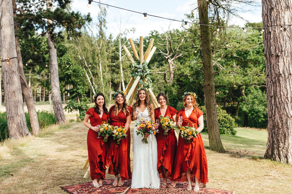 Bridesmaids Bridesmaid Dress Dresses Red Ruffle Brook Farm Wedding Kirsty Mackenzie Photography