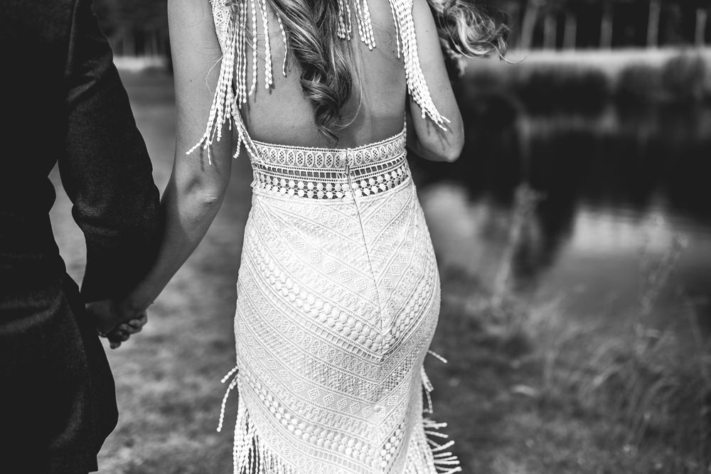 Bride Bridal Dress Gown Veil Willowby by Watters Crochet Fringe Brook Farm Wedding Kirsty Mackenzie Photography