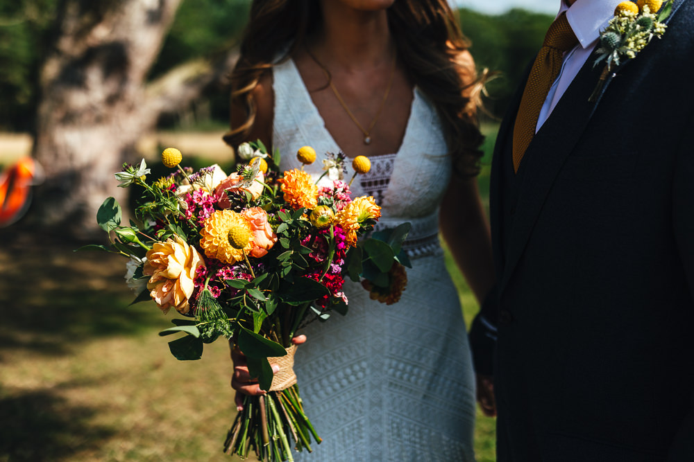 Bouquet Flowers Bride Bridal Yellow Pink Billy Ball Rose Dahlia Brook Farm Wedding Kirsty Mackenzie Photography