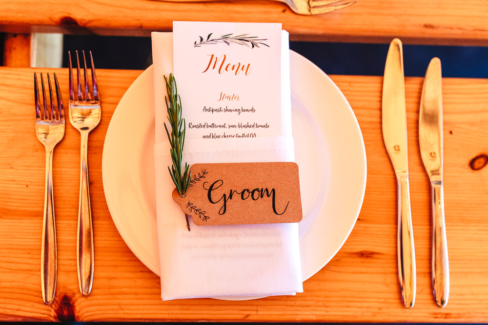 Place Setting Decor Luggage Tag Place Names Brook Farm Wedding Kirsty Mackenzie Photography