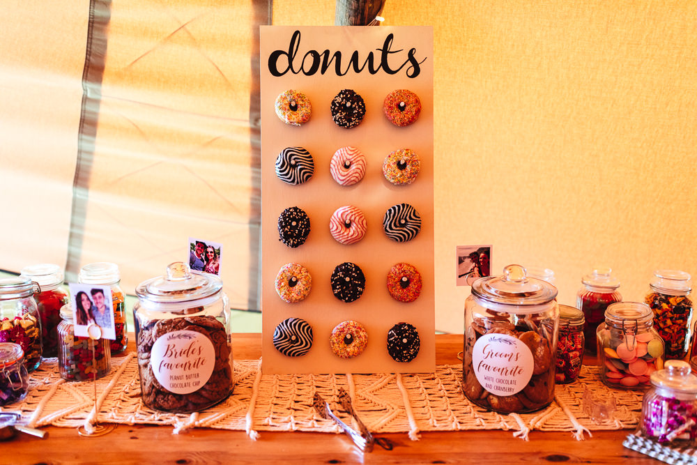 Donut Wall Stand Dessert Sweet Table Brook Farm Wedding Kirsty Mackenzie Photography