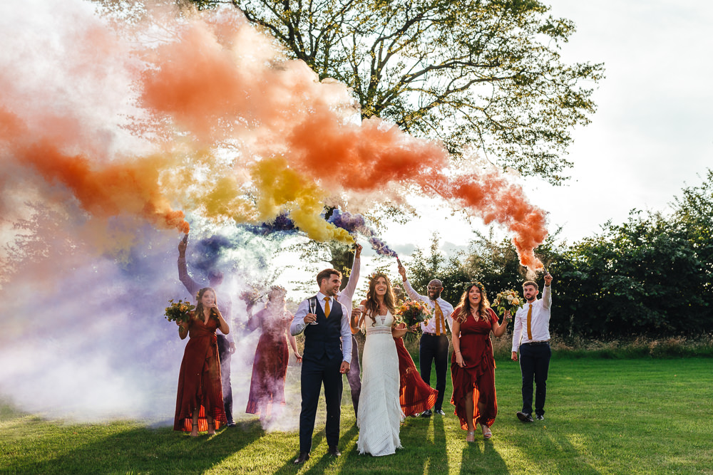 Brook Farm Wedding Kirsty Mackenzie Photography Smoke Bomb Portrait Photos