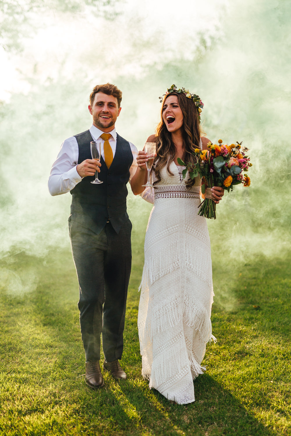 Smoke Bomb Portrait Photos Brook Farm Wedding Kirsty Mackenzie Photography