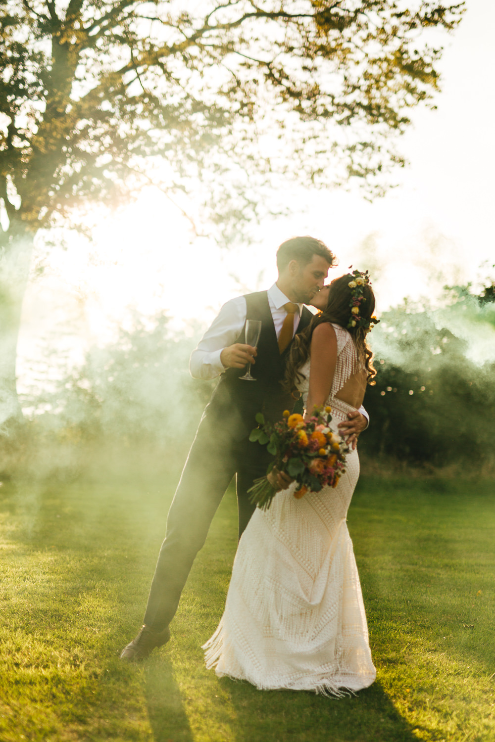 Smoke Bomb Portrait Photos Brook Farm Wedding Kirsty Mackenzie Photography