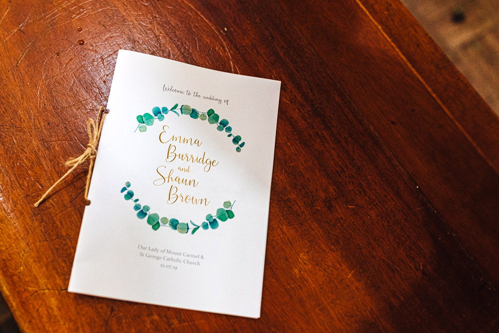 Order of Service Booklet Brook Farm Wedding Kirsty Mackenzie Photography
