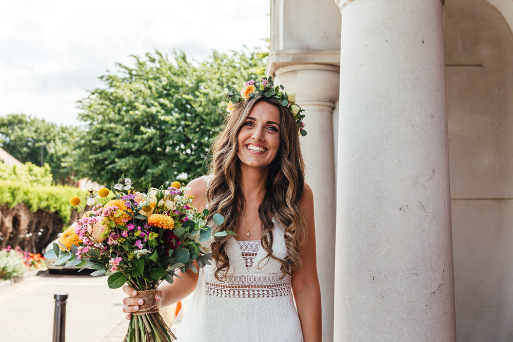 Bride Bridal Flower Crown Brook Farm Wedding Kirsty Mackenzie Photography