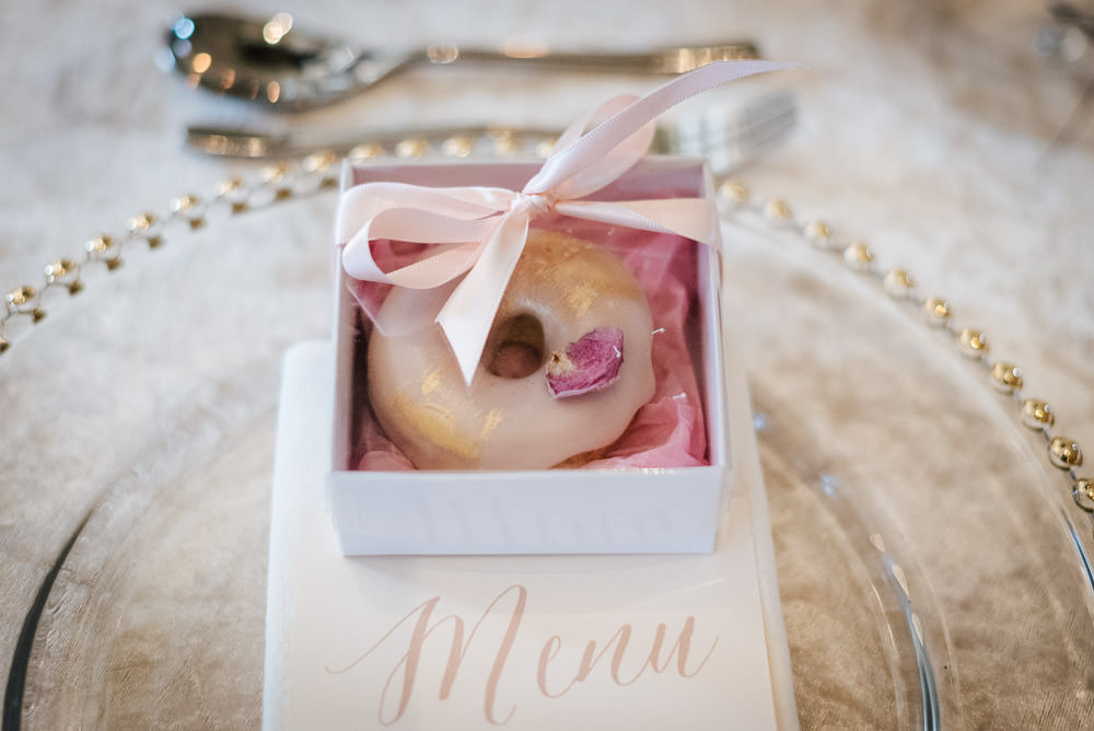 Donut Doughnut Favour Menu Place Setting Cherry Blossom Wedding Ideas Sugarbird Photography