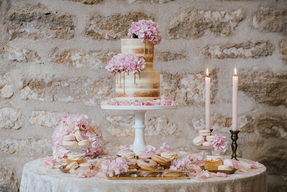 Floral Cake Pretty Pink Flowers Candles Dessert Cupcakes Naked Sponge Layer Cherry Blossom Wedding Ideas Sugarbird Photography