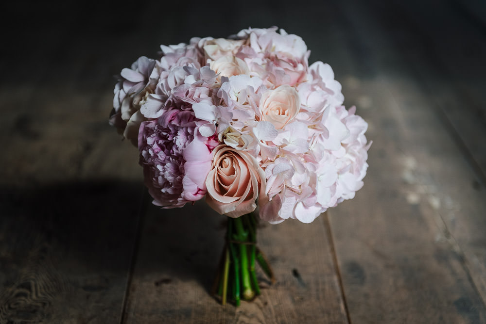 Bouquet Flowers Bride Bridal Pink Hydrangea Rose Peony Cherry Blossom Wedding Ideas Sugarbird Photography