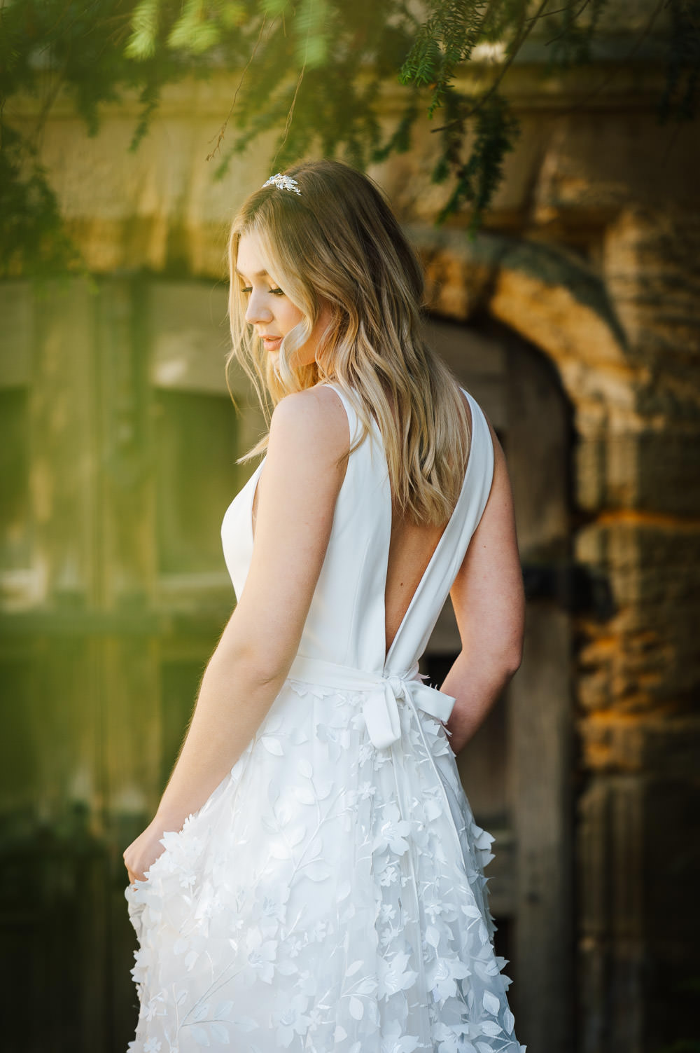 Dress Gown Bride Bridal Straps Train Floral Applique Cherry Blossom Wedding Ideas Sugarbird Photography
