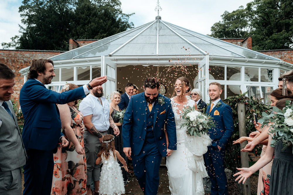 Confetti Throw Combermere Abbey Wedding Damian Brandon Photography