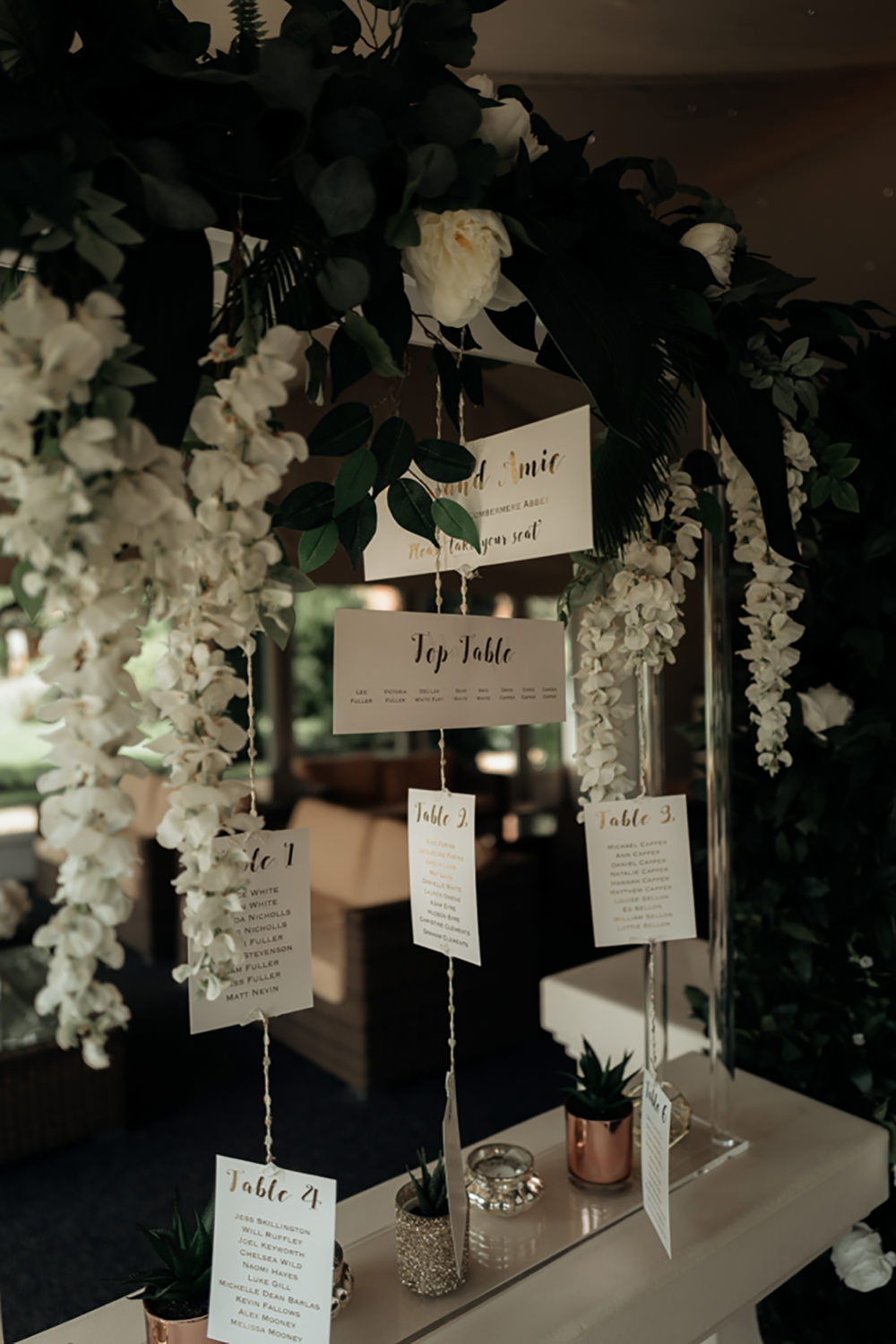Table Plan Seating Chart Flowers Combermere Abbey Wedding Damian Brandon Photography
