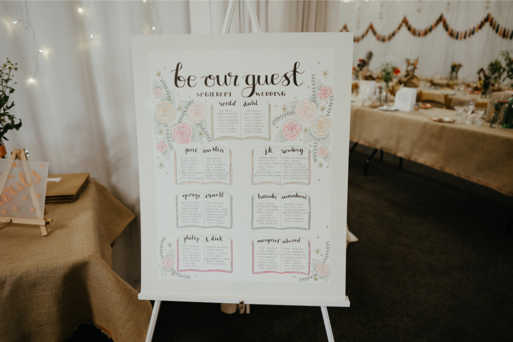 Table Plan Seating Chart Be Our Guest Literary Wedding Naomi Jane Photography