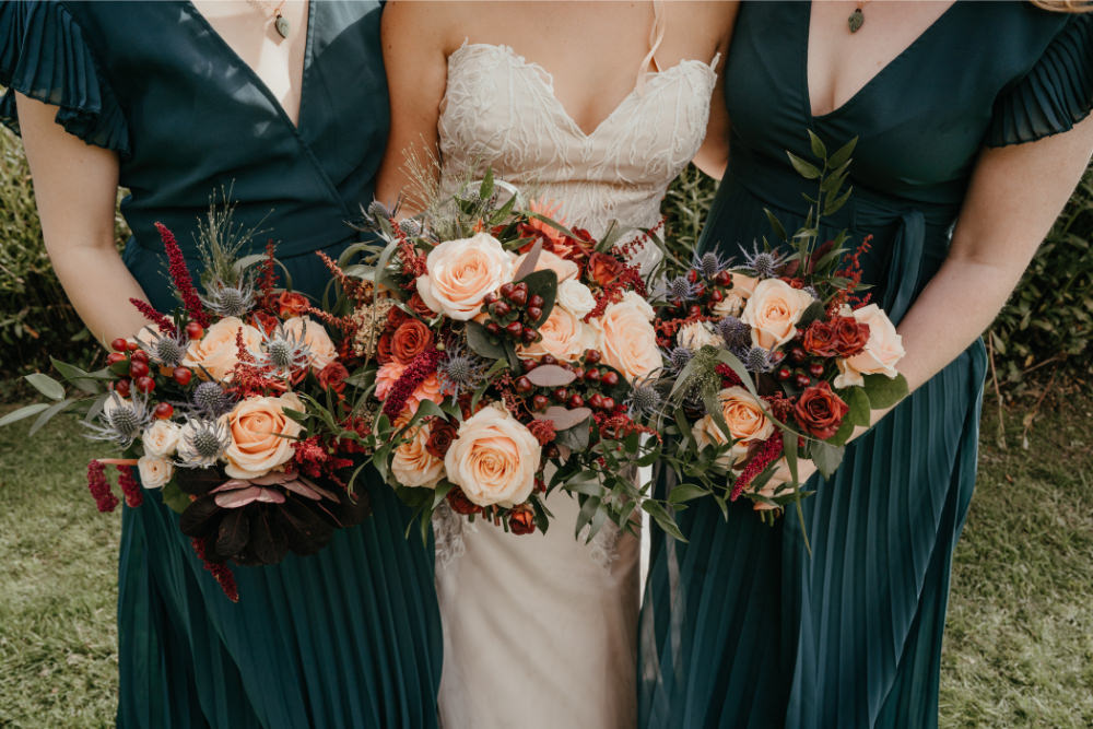 Bouquet Flowers Bride Bridal Bridesmaid Blush Rose Burgundy Amaranthus Literary Wedding Naomi Jane Photography