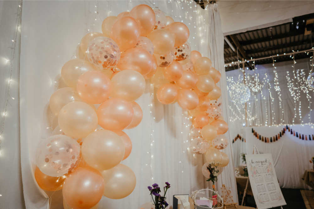 Balloon Arch Decor Literary Wedding Naomi Jane Photography