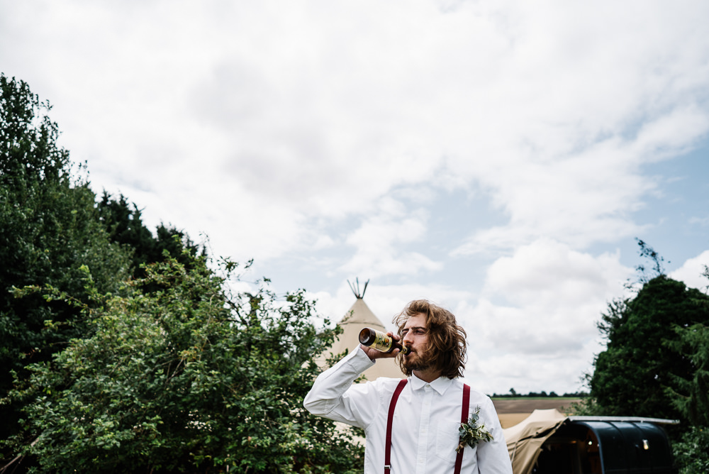 Groom Suit Shirt Braces Buttonhole Lodge Farm Wedding David Boynton Wedding Photography