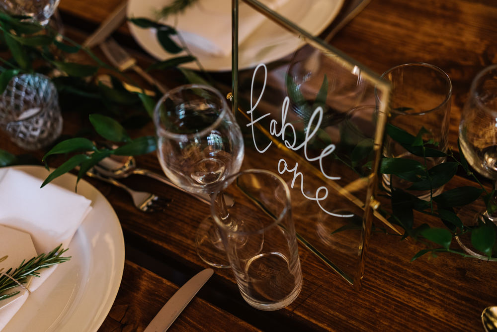 Perspex Clear Acrylic Glass Table Number Name Lodge Farm Wedding David Boynton Wedding Photography
