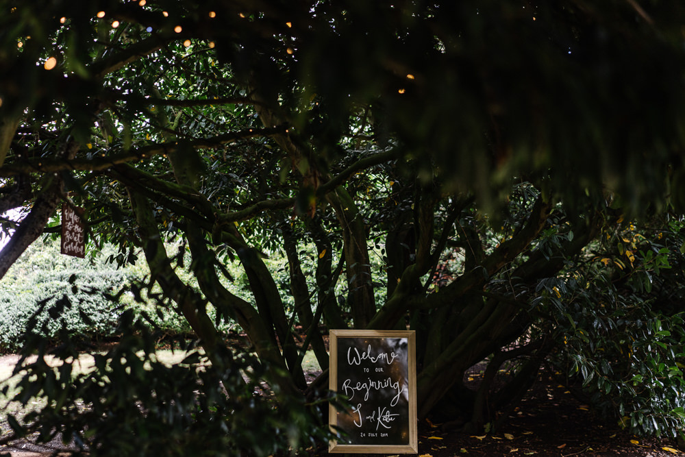 Welcome Sign Lodge Farm Wedding David Boynton Wedding Photography
