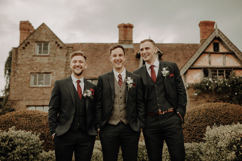 Groom Groomsmen Suit Navy Waistcoat Red Tie Magical Tipi Wedding Esme Whiteside Photography