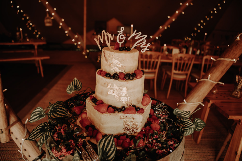 Semi Naked Cake Gold Flowers Topper Barrel Magical Tipi Wedding Esme Whiteside Photography