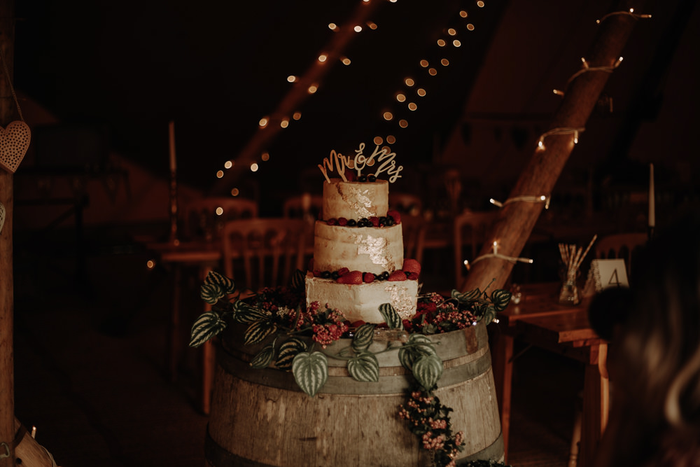 Semi Naked Cake Gold Flowers Topper Barrel Magical Tipi Wedding Esme Whiteside Photography