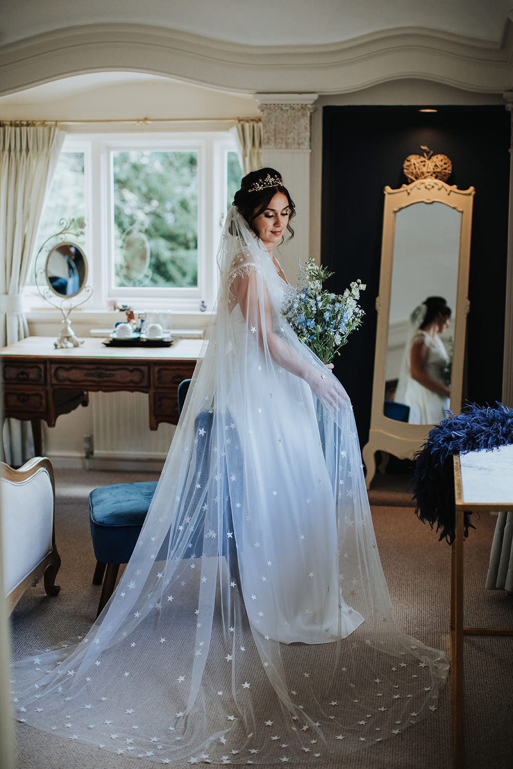 Dress Gown Bride Bridal Celestial Veil Moon Stars Wedding Ideas Olegs Samsonovs Photography