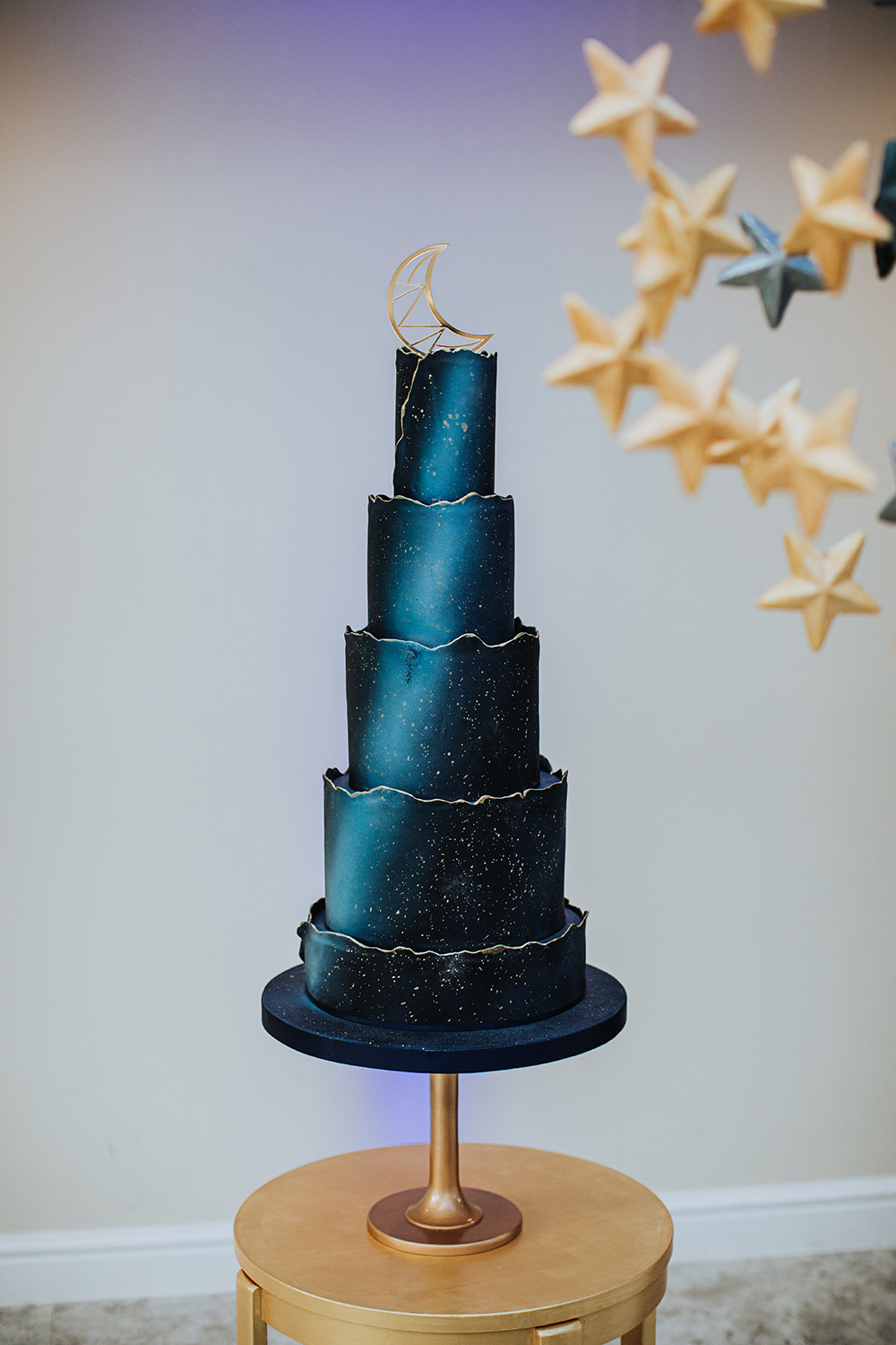 Cake Blue Celestial Gold Moon Stars Wedding Ideas Olegs Samsonovs Photography