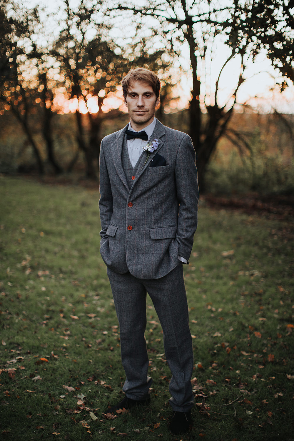 Groom Suit Grey Tweed Bow Tie Buttonhole Moon Stars Wedding Ideas Olegs Samsonovs Photography
