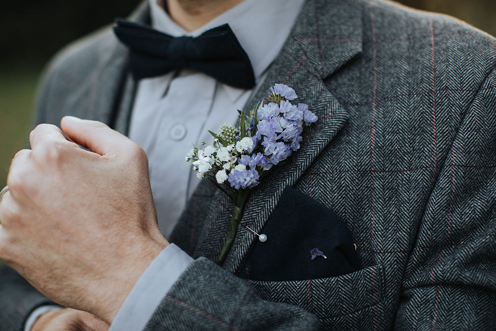 Groom Suit Grey Tweed Bow Tie Buttonhole Moon Stars Wedding Ideas Olegs Samsonovs Photography