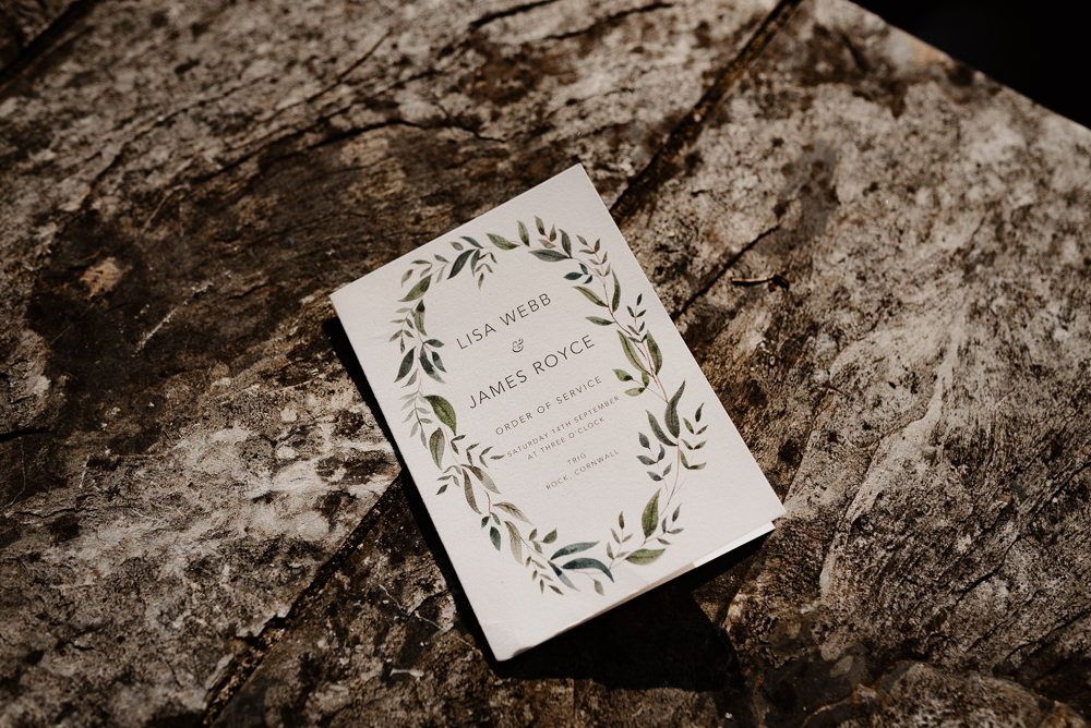Oder of Service Ceremony North Cornwall Wedding Taylor-Hughes Photography