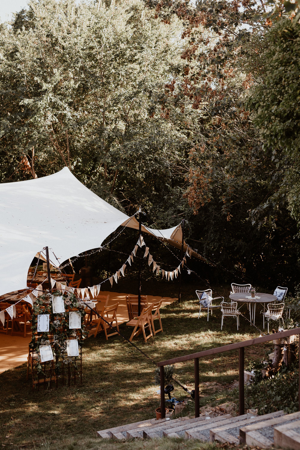 Stretch Tent Marquee Garden Bunting Decor North Cornwall Wedding Taylor-Hughes Photography