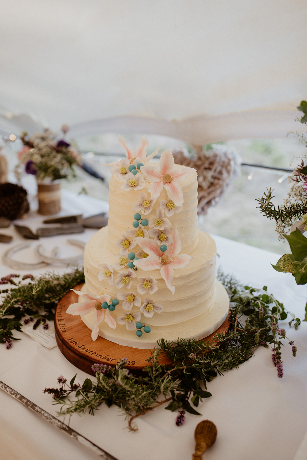 Flower Floral Buttercream Cake North Cornwall Wedding Taylor-Hughes Photography