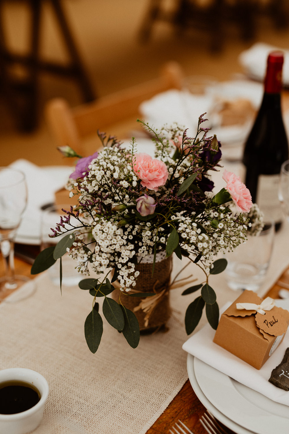 Table Flowers Centrepiece Jar North Cornwall Wedding Taylor-Hughes Photography