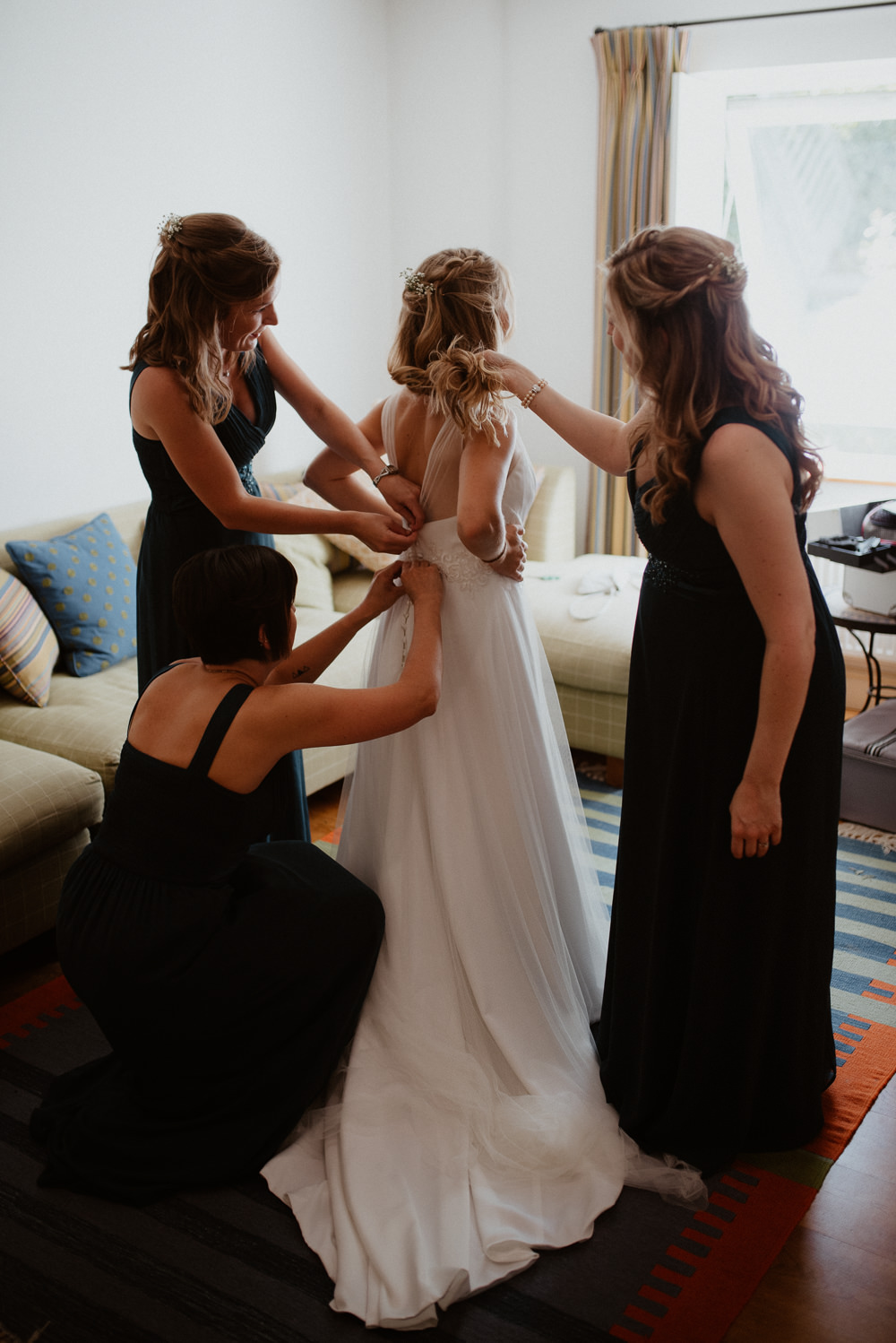 Dress Gown Bride Bridal Tulle Straps Flowing North Cornwall Wedding Taylor-Hughes Photography
