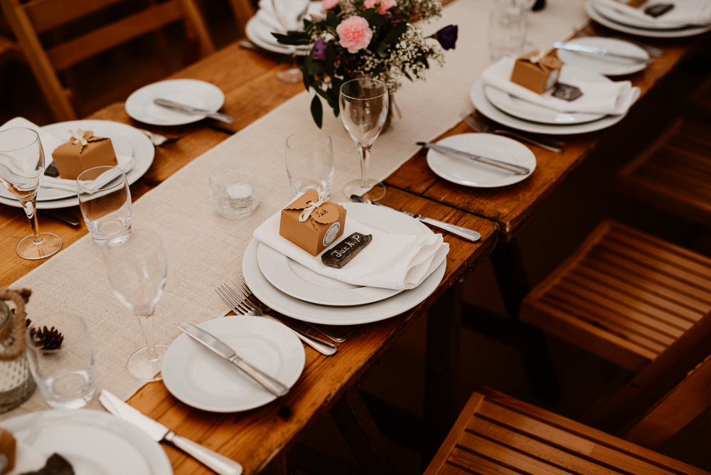 Place Setting Place Name Decor Pebble Favour Box North Cornwall Wedding Taylor-Hughes Photography