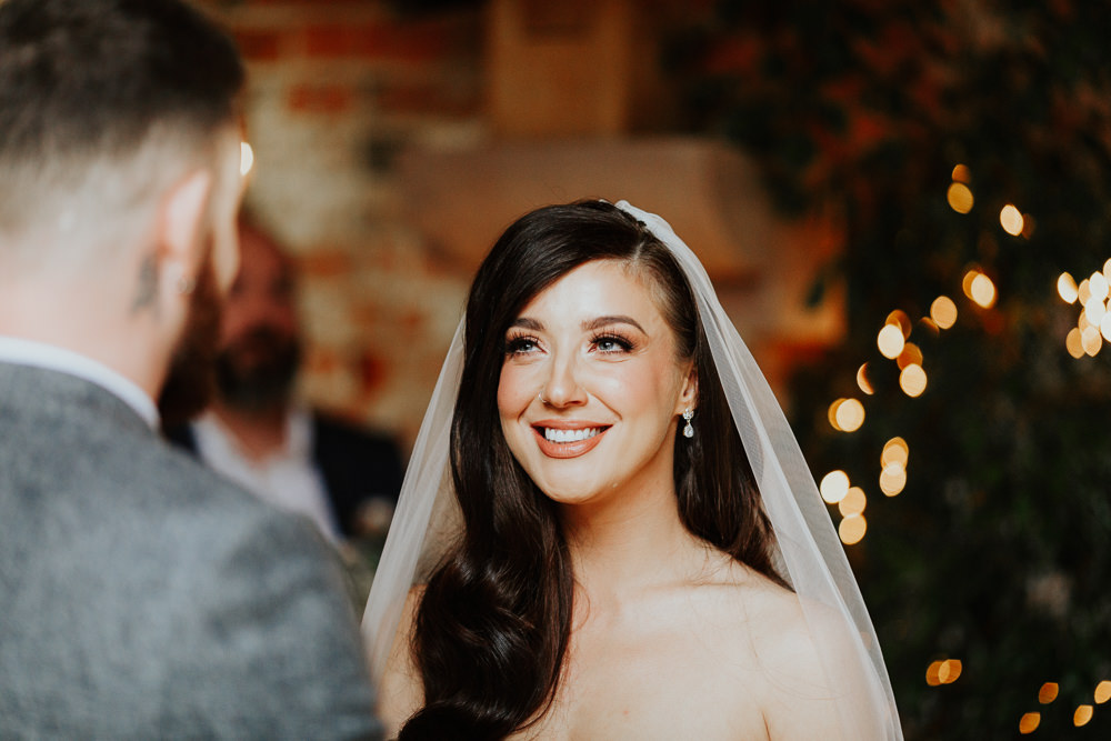 Bride Bridal Make Up Waves Long Hair Shustoke Barn Wedding Oxi Photography