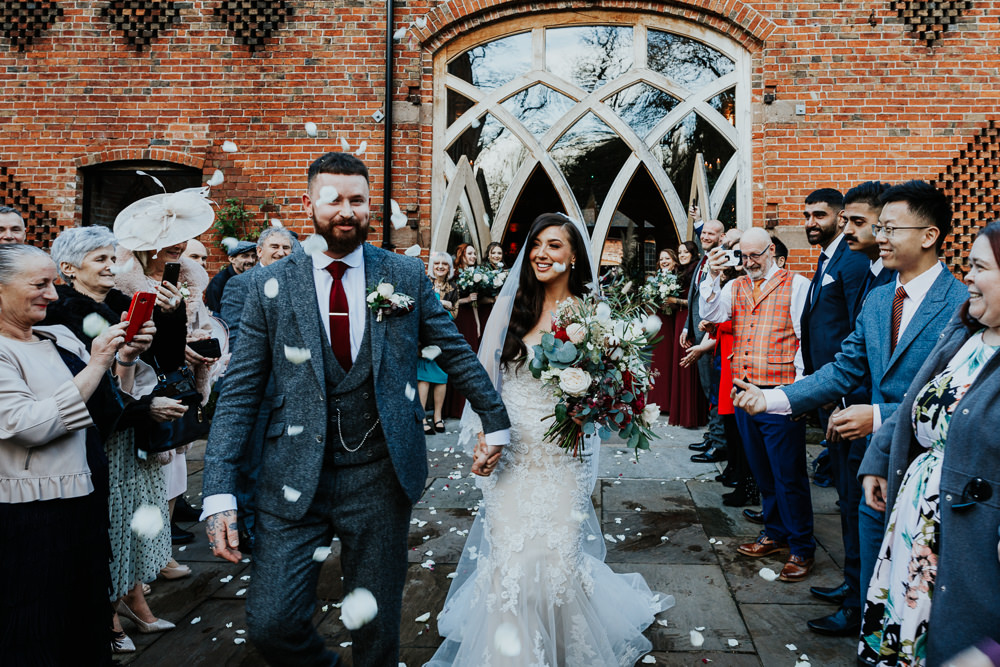 Confetti Throw Shustoke Barn Wedding Oxi Photography