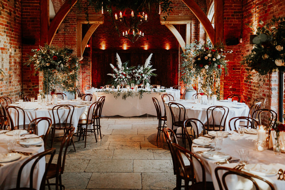Top Table Flowers Pampas Grass Shustoke Barn Wedding Oxi Photography