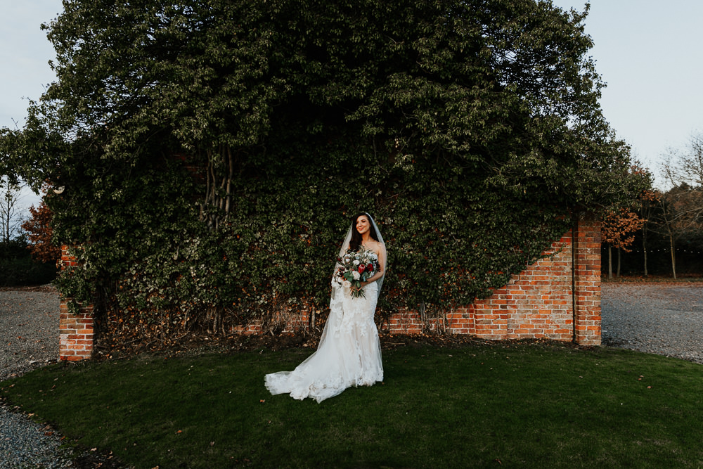 Dress Gown Bride Bridal Enzoani Lace Fit and Flare Shustoke Barn Wedding Oxi Photography